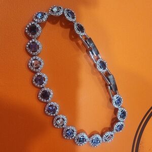 Swarovski Silver Bracelet with Blue and Purple Crystals